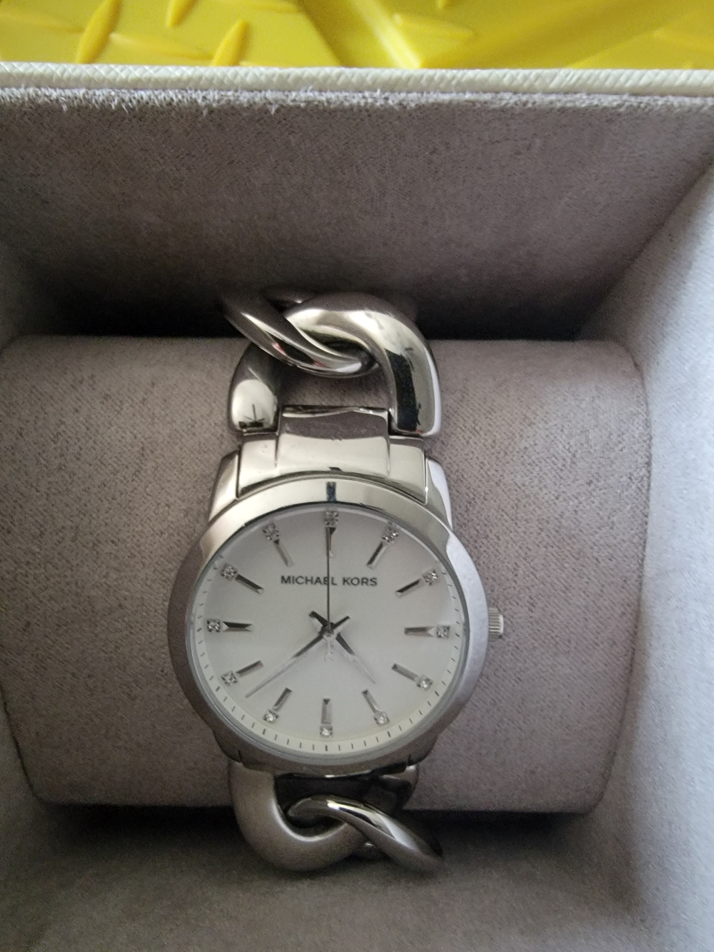 Michael Kors Silver Chain-Link Women's Watch with White Dial
